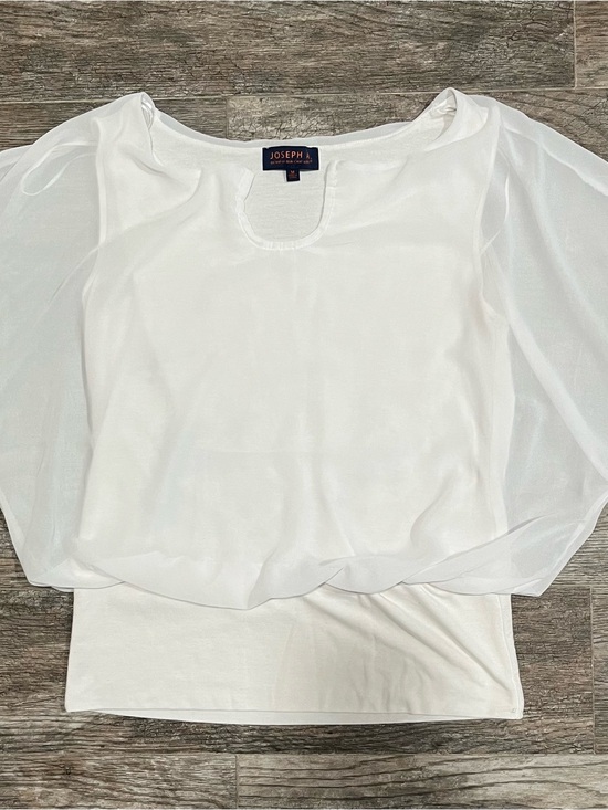 Joseph A Tops - Joseph A White Sheer Overlay Blouse with Scoop Neck